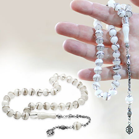 Kararmaz Metal Arnavut Zincir Püsküllü Küre Kesim Sedefli Kişiye Özel Saç Teli İçerir Tesbih