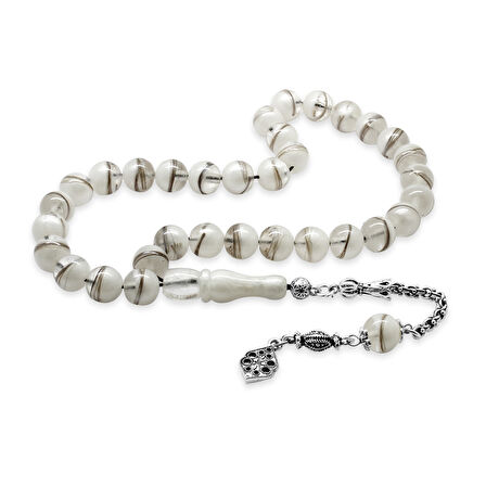 Kararmaz Metal Arnavut Zincir Püsküllü Küre Kesim Sedefli Kişiye Özel Saç Teli İçerir Tesbih