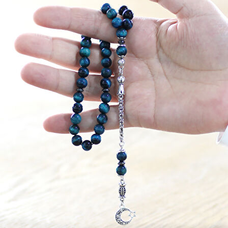 Kararmaz Metal Arnavut Zincir Püsküllü Küre Kesim Turkuaz Kaplangözü Doğaltaş Tesbih