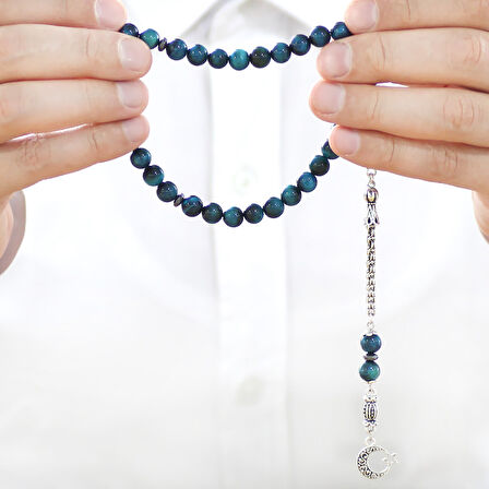 Kararmaz Metal Arnavut Zincir Püsküllü Küre Kesim Turkuaz Kaplangözü Doğaltaş Tesbih