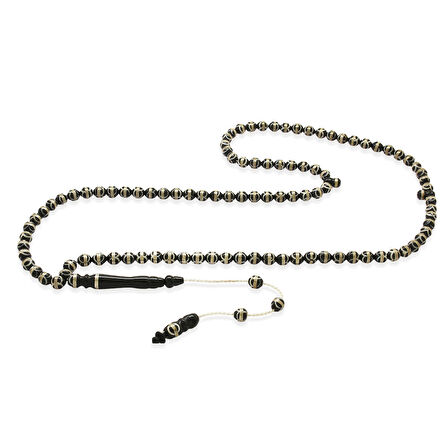 Sistemli 925 Ayar Gümüş Sarmal Küre Kesim Kahverengi 99 Taneli Kuka Namaz Tesbihi