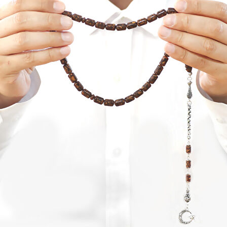 Kararmaz Metal Püsküllü Kapsül Kesim Kahverengi Kokulu Tarçın Ağacı Tesbih