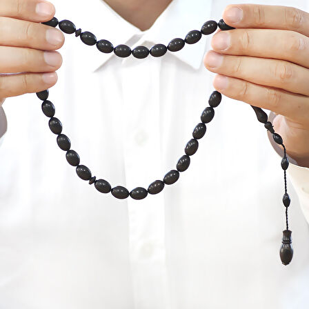 Sistemli Özel Kesim Abanoz Ağacı Tesbih