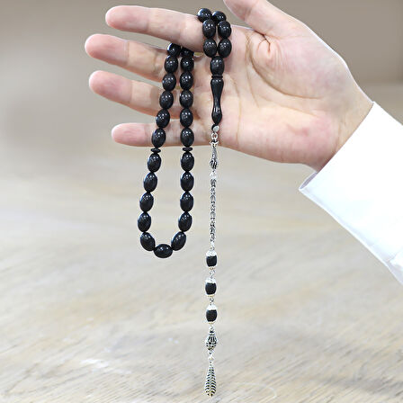 Kararmaz Metal Kral Zincir Püsküllü Özel Kesim Abanoz Ağacı Tesbih