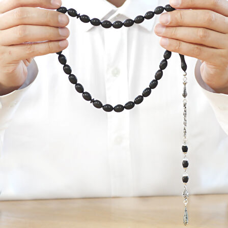 Kararmaz Metal Kral Zincir Püsküllü Özel Kesim Abanoz Ağacı Tesbih