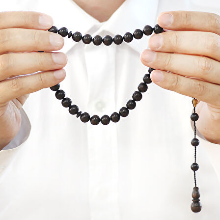 Sistemli Küre Kesim Abanoz Ağacı Tesbih