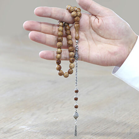 Kararmaz Metal Arnavut Zincir Püsküllü Küre Kesim Açık Kahverengi Cilalı Kuka Tesbih