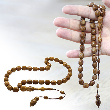 Sistemli Kum Saati İmame Tasarım Tombul Kapsül Kesim Kahverengi Kuka Tesbih