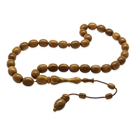 Sistemli Kum Saati İmame Tasarım Tombul Kapsül Kesim Kahverengi Kuka Tesbih