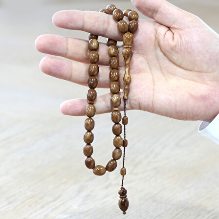 Sistemli Kum Saati İmame Tasarım Tombul Kapsül Kesim Kahverengi Kuka Tesbih