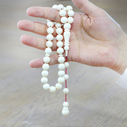 Sistemli İmame ve Hitamesi İşçilikli Küre Kesim Deve Kemiği Tesbih