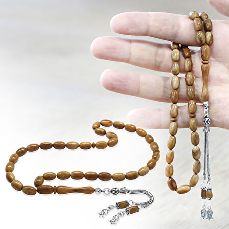 Kuka Tesbih – Kahverengi – 925 Ayar Gümüş 2 li Kamçı Püsküllü – Kapsül Kesim