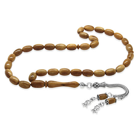 Kuka Tesbih – Kahverengi – 925 Ayar Gümüş 2 li Kamçı Püsküllü – Kapsül Kesim