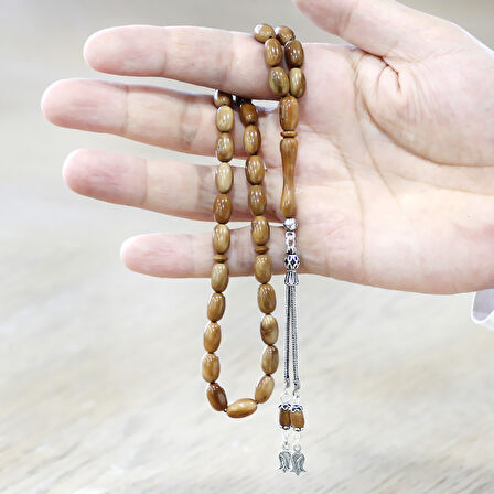 Kuka Tesbih – Kahverengi – 925 Ayar Gümüş 2 li Kamçı Püsküllü – Kapsül Kesim