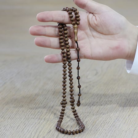 Kör Diken Ağacı Namaz Tesbihi - Sistemli - Koyu Kahverengi - Tekerlek Kesim