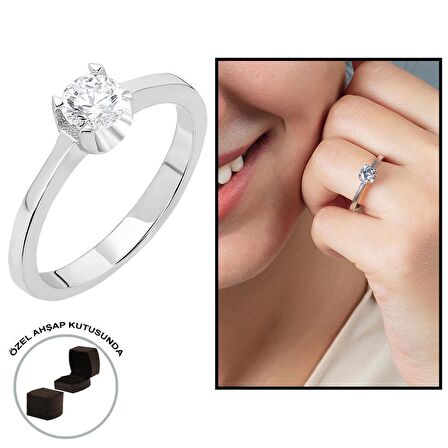 Starlight Diamond Pırlanta Montür "U" Tasarım 925 Ayar Gümüş Bayan Tektaş Yüzük