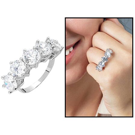 Starlight Diamond Pırlanta Montür 925 Ayar Gümüş Kadın Baget Yüzük