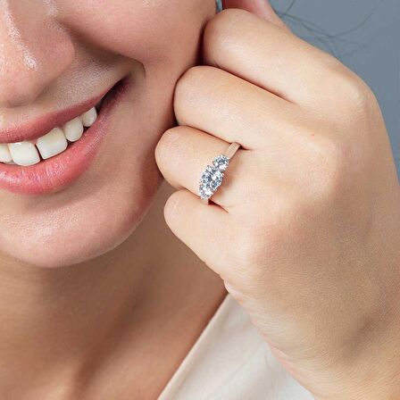 Starlight Diamond Pırlanta Montür Mini Tasarım 925 Ayar Gümüş Kadın Tria Yüzük