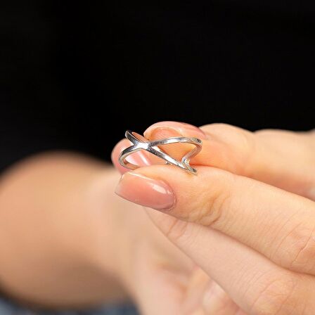 Cats Eye Tasarım Silver Renk Free Size 925 Ayar Gümüş Kadın Yüzük