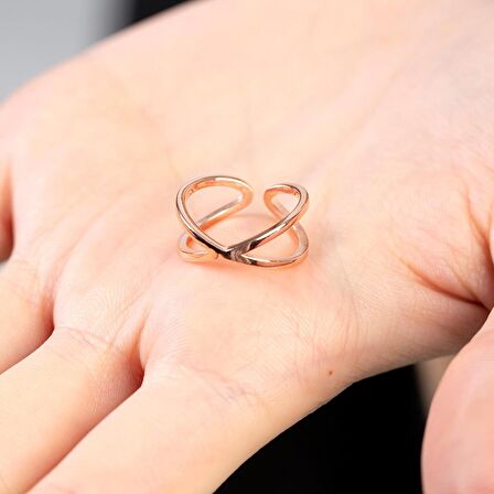 Cats Eye Tasarım Rose Renk Free Size 925 Ayar Gümüş Kadın Yüzük