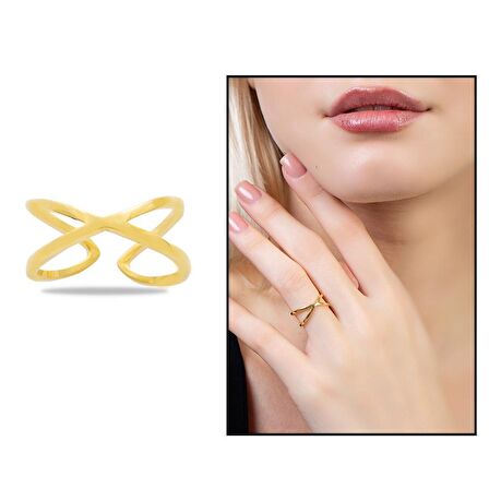 Cats Eye Tasarım Gold Renk Free Size 925 Ayar Gümüş Kadın Yüzük