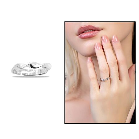 Helezon Tasarım Silver Renk Free Size 925 Ayar Gümüş Kadın Yüzük