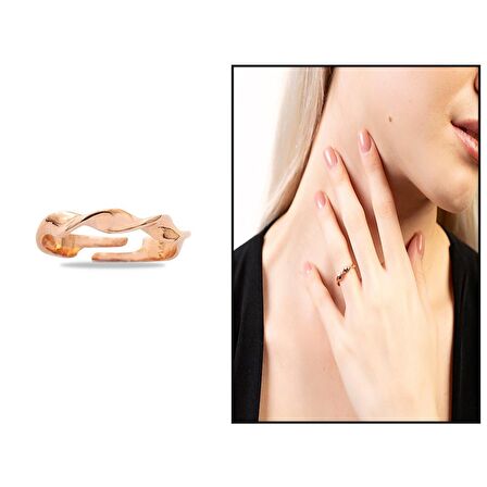 Helezon Tasarım Rose Renk Free Size 925 Ayar Gümüş Kadın Yüzük