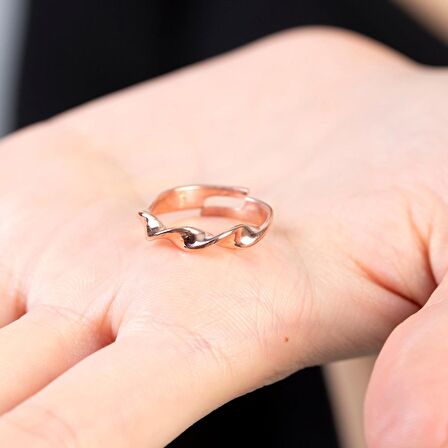 Helezon Tasarım Rose Renk Free Size 925 Ayar Gümüş Kadın Yüzük