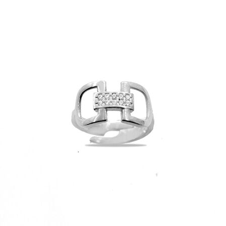 Zirkon Taşlı "Belt" Tasarım Free Size 925 Ayar Gümüş Kadın Yüzük