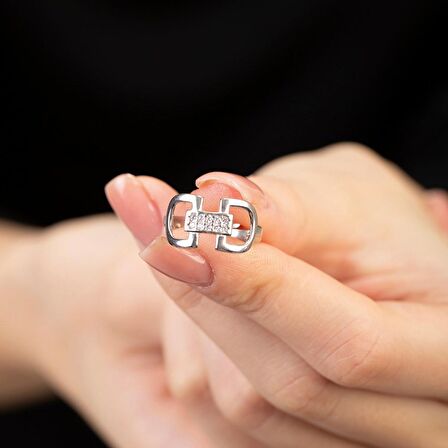 Zirkon Taşlı "Belt" Tasarım Free Size 925 Ayar Gümüş Kadın Yüzük