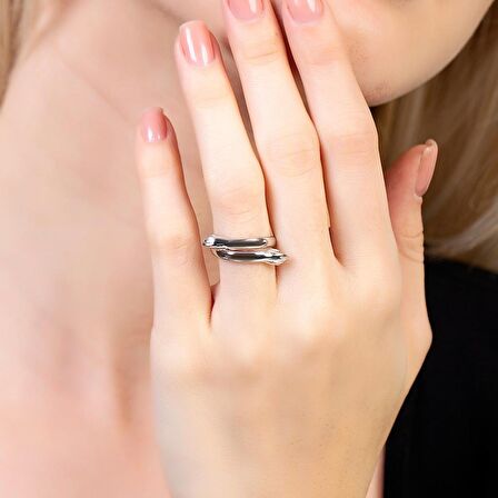 Anne-Bebek Eli Detaylı Silver Renk Free Size 925 Ayar Gümüş Kadın Yüzük