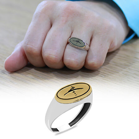 Üzerine Hüsnü Hat Hiç Yazılı Oval Tasarım 925 Ayar Gümüş Erkek Yüzük