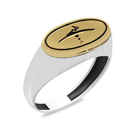 Üzerine Hüsnü Hat Hiç Yazılı Oval Tasarım 925 Ayar Gümüş Erkek Yüzük