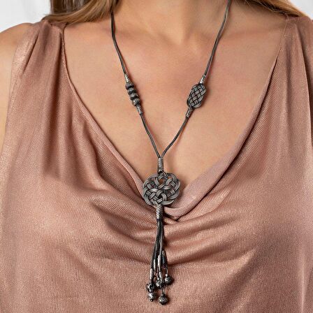 1000 Ayar Gümüş Kazaz El İşi Örme Kadın Kolye