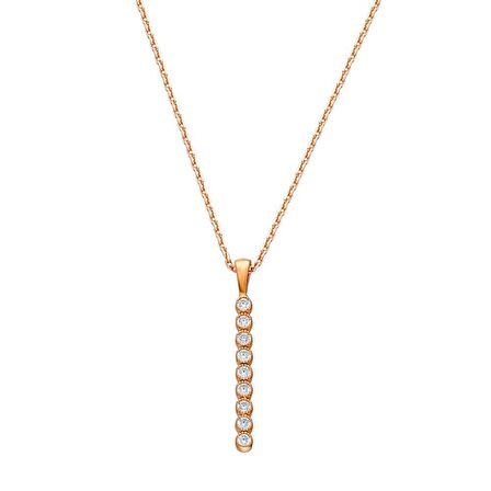 Sıralı Zirkon Taşlı Gold Renk 925 Ayar Gümüş Bayan Kolye