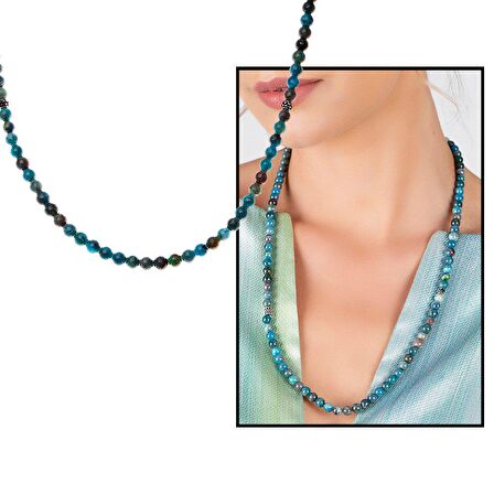 Hem Bileklik - Hem Kolye - Hem Tesbih 99lu Apatite Doğaltaş Aksesuar