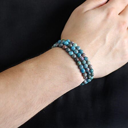 Hem Bileklik - Hem Kolye - Hem Tesbih 99lu Apatite Doğaltaş Takı