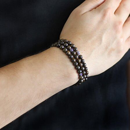 Hem Bileklik - Hem Kolye - Hem Tesbih 99lu Bronzite Doğaltaş Takı