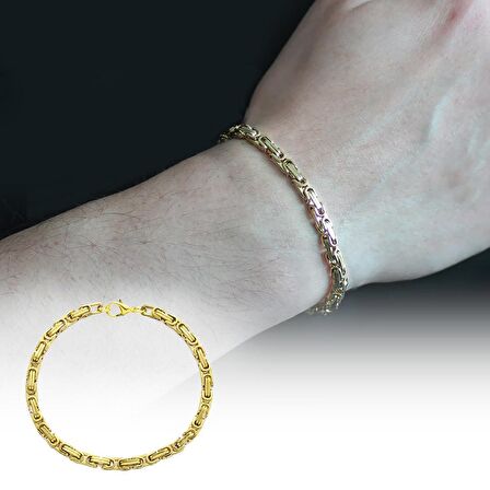 Gold Renk 917L Çelik Erkek Kral Bileklik