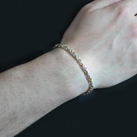 Silver-Gold Renk 917L Çelik Erkek Kral Bileklik