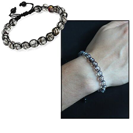 Makrome Örgülü Kişiye Özel Saç Teli İçerir Erkek Bileklik