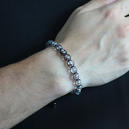 Makrome Örgülü Kişiye Özel Saç Teli İçerir Erkek Bileklik