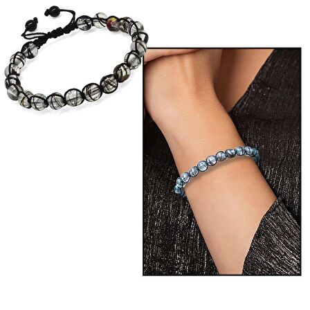 Makrome Örgülü Kişiye Özel Saç Teli İçerir Kadın Bileklik