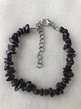 Metal Zincirli Natural Kesim Lal Taşı Doğaltaş Kadın Bileklik