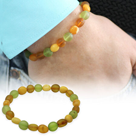 Mat Pastel Renk Natural Form Doğal Damla Kehribar Erkek Bileklik