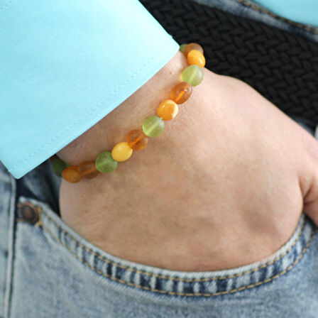 Mat Pastel Renk Natural Form Doğal Damla Kehribar Erkek Bileklik