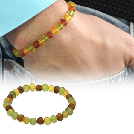 Mat Multicolor Renk Natural Form Doğal Damla Kehribar Erkek Bileklik