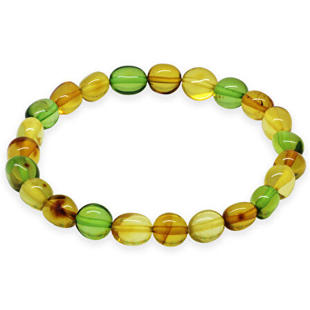 Su Yeşili Natural Form Doğal Damla Kehribar Erkek Bileklik