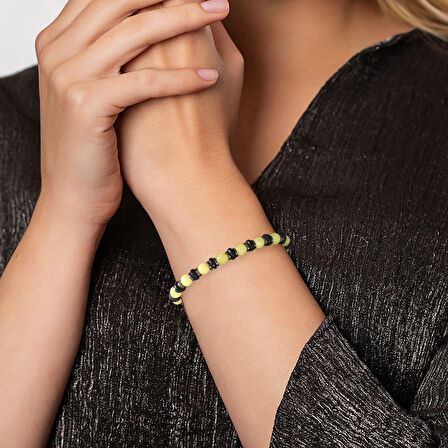 Hematit Doğaltaş Süslemeli Küre Kesim Sarı Beyaz Renk Beyrut Kehribar Kadın Rolex Bileklik