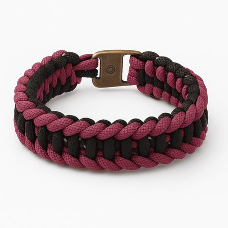 Paracord Bileklik Anahtarlık Kombini - Bordo Siyah Kamuflaj Desen - Kamp ve Doğa Sporları İçin